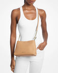 Christina Small Pebbled Leather Crossbody Bag (CAMEL)