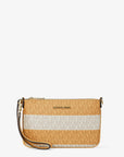 Jet Set Travel Small Striped Signature Logo Convertible Wristlet (HONEYWHEAT)