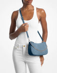 Carmela Medium Suede Convertible Crossbody Bag (DENIM)