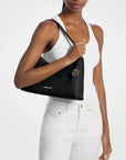 Sammy Medium Pebbled Leather Convertible Shoulder Bag (BLACK)