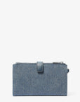 Jet Set Travel Embellished Denim Wristlet (WASHED DENIM)