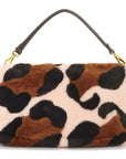 FNDI Fur Leather Baguette Large 2WAY Bag Animal Pattern 8BR771