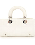 Christian DOR Cannage Leather Hand Bag Small Bag White