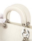 Christian DOR Cannage Leather Hand Bag Small Bag White