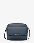 Cooper Medium Pebbled Leather and Signature Logo Camera Crossbody Bag (NAVY)
