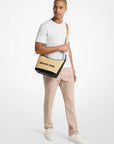 Cooper Medium Crocheted Crescent Crossbody Bag (NATURAL)
