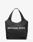 Cooper Medium Denim Tote Bag (BLACK WASH)