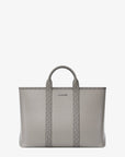 Cooper Medium Pebbled Leather and Signature Logo Tote Bag (PEARL GREY)