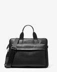 Pacey Medium Pebbled Leather Pocket Briefcase (BLACK)