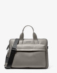 Pacey Medium Pebbled Leather Pocket Briefcase (PEARL GREY)