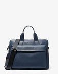 Pacey Medium Pebbled Leather Pocket Briefcase (NAVY)