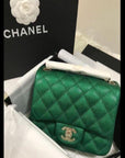 Chanel Classic Clutch Witch Chain – CWC Caviar Green SiLVer-Toned
