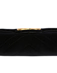 (WMNS) GCCI GG Marmont Gold Logo Distress Velvet Chain Shoulder Messenger Bag Mini Black -QIDT-