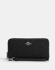 Long Zip Around Wallet In Signature Jacquard (Silver/Black)