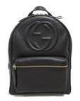GCCI Backpack Interlocking G Rucksack Backpack Leather Black