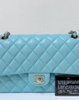 CHNL 19C Tiffany Blue Medium Caviar Classic Flap Bag GHW