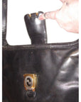 s GCCI Vintage Bluish Black Leather Jackie Hobo Bag