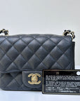 CHNL Black Mini Square Caviar Flap Bag Gold Hardware