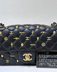 CHNL Mini Lambskin Quilted Egyptian Amulet Rectangular Flap Black GHW