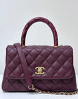 CHNL Small Coco Handle Elaphe Leather Handle Burgundy