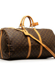 Brown LV Monogram Keepall Bandouliere 55 Travel Bag