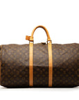 Brown LV Monogram Keepall Bandouliere 55 Travel Bag