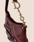 CHRISTIAN DOR BURGUNDY LEATHER CORSET BAG