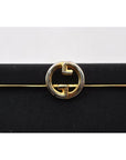 's GCCI mod black silk interlocking GG clutch purse