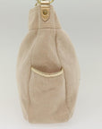 BBERRY Blue Label Shoulder Bag Canvas Beige Auth