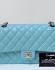 CHNL 19C Tiffany Blue Medium Caviar Classic Flap Bag GHW