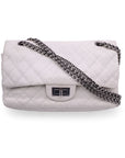CHNL White Leather Reissue 2.55 Double Flap 225 Shoulder Bag 2000S