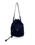 PRD Black Nylon Mini Tessuto Nylon Duet Bucket Bag Handbag