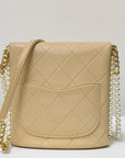 CHNL Small About Calfskin Quilted Pearls Flap Hobo GHW
