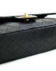 CHNL 2.55 Double Flap Medium Chain Shoulder Bag Black Lambskin h12