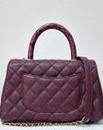 CHNL Small Coco Handle Elaphe Leather Handle Burgundy