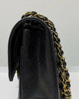 CHNL Medium Quilted Caviar Classic Double Flap Bag Black GHW