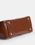 Asher Shoulder Bag With Striped Patchwork (Gold/Redwood Multi)