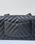 CHNL Mini Flap Bag Chevron Caviar Black GHW