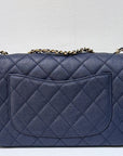 CHNL Caviar Quilted Small CC Filigree Flap Navy Black