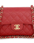 CHNL 2002 Vintage Red Caviar Small Classic Double Flap Bag 24k GHW