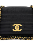 CHNL 1995 Vintage Black Caviar Horizontal Classic Jumbo Flap Bag 24k GHW