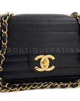 CHNL 1995 Vintage Black Caviar Horizontal Classic Jumbo Flap Bag 24k GHW