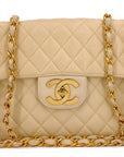 CHNL 1994 Vintage Light Beige Caviar Jumbo Classic Flap Bag 24k GHW