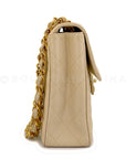 CHNL 1994 Vintage Light Beige Caviar Jumbo Classic Flap Bag 24k GHW