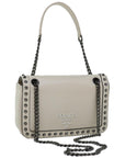 PRD Chain Shoulder Bag Leather Ivory Auth