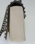 PRD Chain Shoulder Bag Leather Ivory Auth
