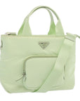 PRD Hand Bag Nylon way Light Green Auth A