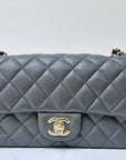 CHNL Classic Mini Rectangular 18S Dark Gray/Grey Quilted Caviar light gold hardware