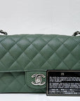 CHNL Caviar Quilted Mini Rectangular Flap Green
