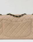 CHNL Medium Caviar Quilted CC Filigree Flap Beige Black